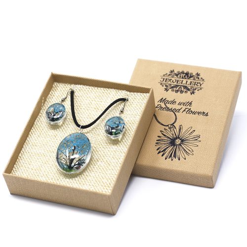 Schmuck mit echten Blumen – Lebensbaum-Set – Blau