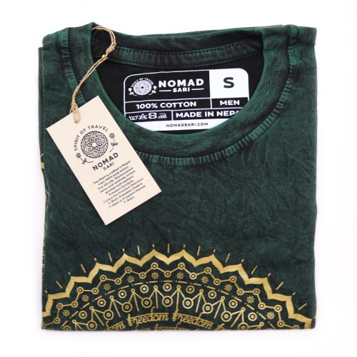 Stone Washed T-Shirt, Größe S- Mandala - Green