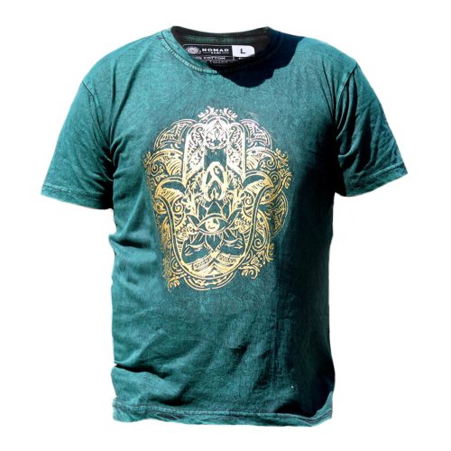 Stone Washed T-shirt, Größe L - Hamsa - Green